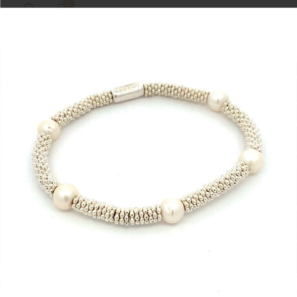 Links of London sterling silver & pearl stretchie bracelet